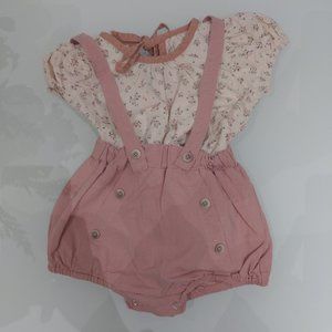 Floral and pink shirt & bloomer set